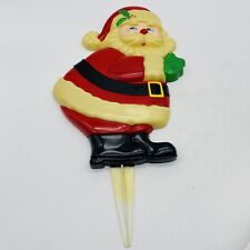 Vintage Christmas Santa Lawn Stake Porch Greeter Hard Plastic picture