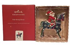 Rare 2019 Hallmark Keepsake Premium Pull-String Horse with Santa Wooden Ornament picture