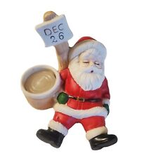 Vintage Sleeping Exhausted Santa Dec 26 Candle Holder Ceramic Rosy Cheeks Cute picture
