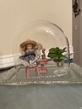 Decorative Oval Glass Dome Cloche Antique Under Tray Items Inside Not Included picture