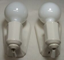 Antique Porcelain Sconce Pair Vtg Light Fixture Ceramic Wall 2 Rewired USA #A30 picture