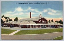 Camp Lejune North Carolina Midway Park Shopping Center Streetview Linen Postcard picture