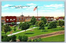 Sikeston Missouri~Air View Park & Business Section~Vintage Linen Postcard picture