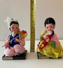 Traditional Korean Dolls Set of 2 on Stands - Vintage Bulim original box picture