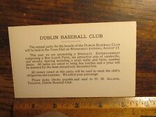 Antique Vintage Ephemera Advertising Card Dublin Baseball Team Invitation picture