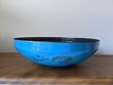 Mid Century Modern Turquoise Hanova textured enamel on steel large bowl Planter picture