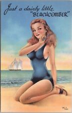 c1940s Tichnor Linen Glamour Girl Postcard 