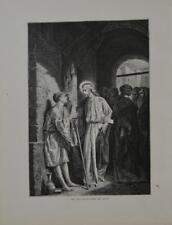 Antique Religious Art Denial of Peter Christianity Original 1875 picture