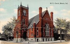 Muncie Indiana~Methodist Episcopal Church~Houses Each Side~1910 Postcard picture