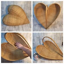 Vtg Extra Large Basket Kidney Butt Gods Eye Heart Shape Hand Woven Split Oak?  picture