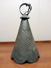 Vintage Punched Metal Hanging Light Pendent Primitive Witches Hat Industrial  picture