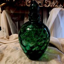 Vintage Wheaton Green Honeycomb Glass Decanter Emerald Green picture