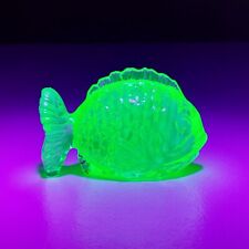 Green Vaseline Glass Uranium Glass Koi Fish - Depression Style, Retro Vintage picture