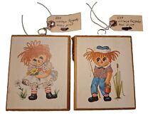Vtg Raggedy Ann & Andy 3-D Embossed Art Portrait Pictures Thayer - 5.5