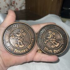 Vintage Set 2 Bronze Walt Disney World Mickey Mouse Coasters Made in Canada picture