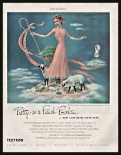 1948 TEXTRON Lacy Pink Slip Lingerie AD Dreamy Fashion Art by Marion Larson picture