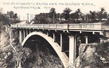Redwood Falls Minnesota~Concrete Bridge Over River~Houses Along Road~1912 RPPC picture