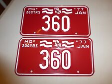 Pair of 1977 Missouri License Plate Car Automobile Bicentennial 360 NEW picture