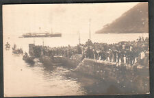France? unmailed post card steamship small boats crowds of people on dock picture