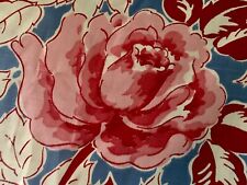 Beautiful Antique Vintage Floral Roses Cotton Fabric ~ Pink Blue Burgundy picture