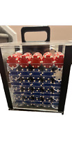 1,000ct Acrylic Poker Chip Case. Casino Poker Chips Carrier w/10 Chip Racks picture