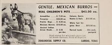 1956 Print Ad Gentle Mexican Burros Zoological Supply Laredo,Texas picture