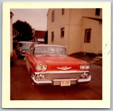 Original Snapshot Photograph 1958 Red Chevrolet Bel Air Auto Car picture