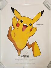 Vintage Got Milk Poster Pokemon Pikachu 2000 Nintendo LARGE 19x25 Rare picture