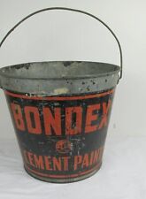 Antique Vintage Bonded Cement Paint Bucket Bondex Metal Early Advertising 27 Lb picture