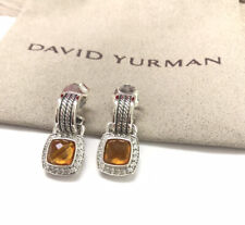 David Yurman Sterling Silver 7mm Albion Drop Earrings With Citrine & Diamonds picture