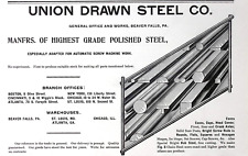 1896 Union Drawn Steel Co Mfrs Highest Grade Polished Steel Bicycle Trade Ad picture