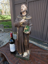 Antique Large Saint Francis Assisi Skull Statue Religious rare marked picture