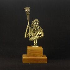 Solid Bronze Roman Legion Standard-Bearer Imaginifer W/ Bearskin Statuette Bust picture