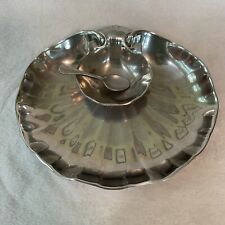 Wilton Co Armetale RWP Hors d'oeures Chip Dip Tray Clamshell Pewter Bowl Spoon picture