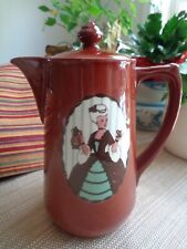 Antique Vtg Villeroy Boch Ceramic Chocolate Pot Victorian Lady Transfer 6 3/4