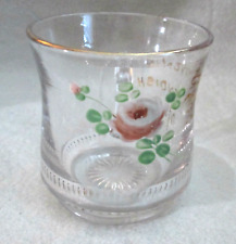 Antique EAPG Glass Cup, Flowers,  Souvenir, Standish, Michigan, 3