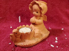 1995 Precious Moments Kneeling / Praying Angel Terracotta Look Tea Light Figure picture