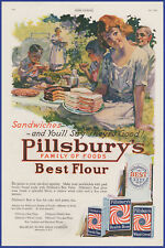Vintage 1920 PILLSBURY'S Best Flour Kitchen Décor Picnic Art 1920's Print Ad picture