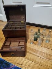 DOCTOR'S MEDICINE CHEST VICTORIAN 1880S MAHOGANY WITH BOTTLES ANTIQUE picture