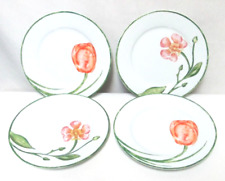 Pier 1 One Floral Tulip Salad Dessert Plate Set 4 Porcelain Micro Dish Safe picture
