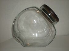 vtg General Store Counter Display Candy Nut Glass Jar Wooden Lid Large picture