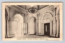 Cambridge MA-Massachusetts, Harvard, Interior, Memorial Hall, Vintage Postcard picture