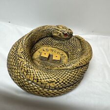 Vintage Las Vegas -Coiled Rattlesnake Rattle Snake Ashtray - Snake Eyes Dice 5” picture