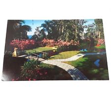 Florida Cypress Gardens -Arched Wood Bridge- Botanical Theme Park Postcard 1960s picture