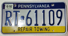 2016 Pennsylvania Repair Towing License Plate- Pennsylvania RT-61109. picture