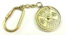 100 Pieces Antique Nautical 50 Years Perpetual Calendar Keychain Brass Key Rings picture