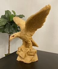 Vintage Soaring Eagle Sculptured Statue 12” H by 12 1/2” Wing Span.. Red Eyes picture