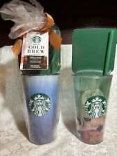 2 NEW Starbucks Cold Brew Coffee Tumbler 16 oz Single Serve Concentrate Acrylic picture