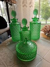 Vintage Duncan Miller Green Hobnail Perfume Cologne Bottle Dresser Set GORGEOUS picture