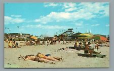 Old Orchard Beach, Maine, Sun Bathers Noah's Ark and Slide View Vintage Postcard picture